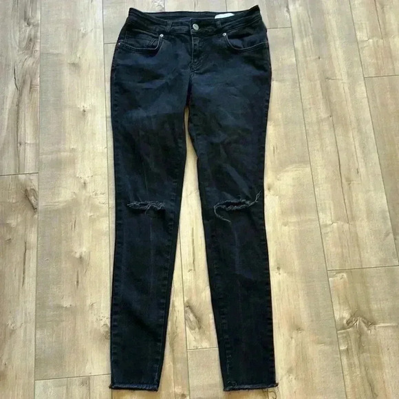 Anine Bing Distressed Knee Skinny Jeans in Washed Black Sz 27 - Picture 2 of 9